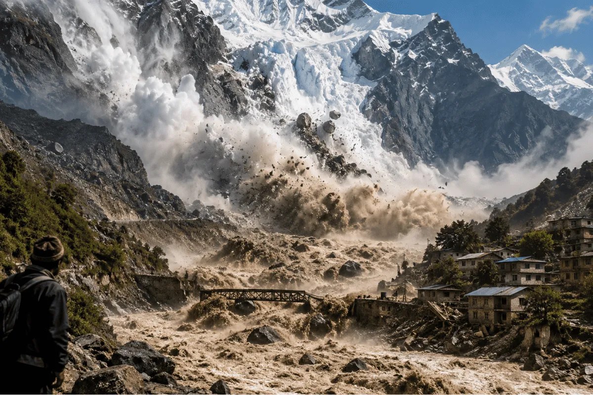 Nepal floods, Nepal glacier collapse, Nepal flood warning, Nepal flash floods, Nepal glacier warning, China water resources ministry, Himalayan glacier collapse, Nepal landslide risk,