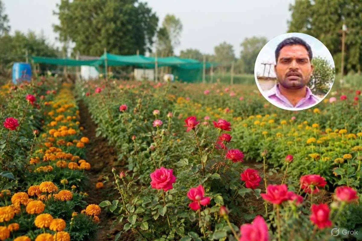 चेतराम कुशवाहा (Photo Source - Patrika) फूलों की फोटो- AI फोटो