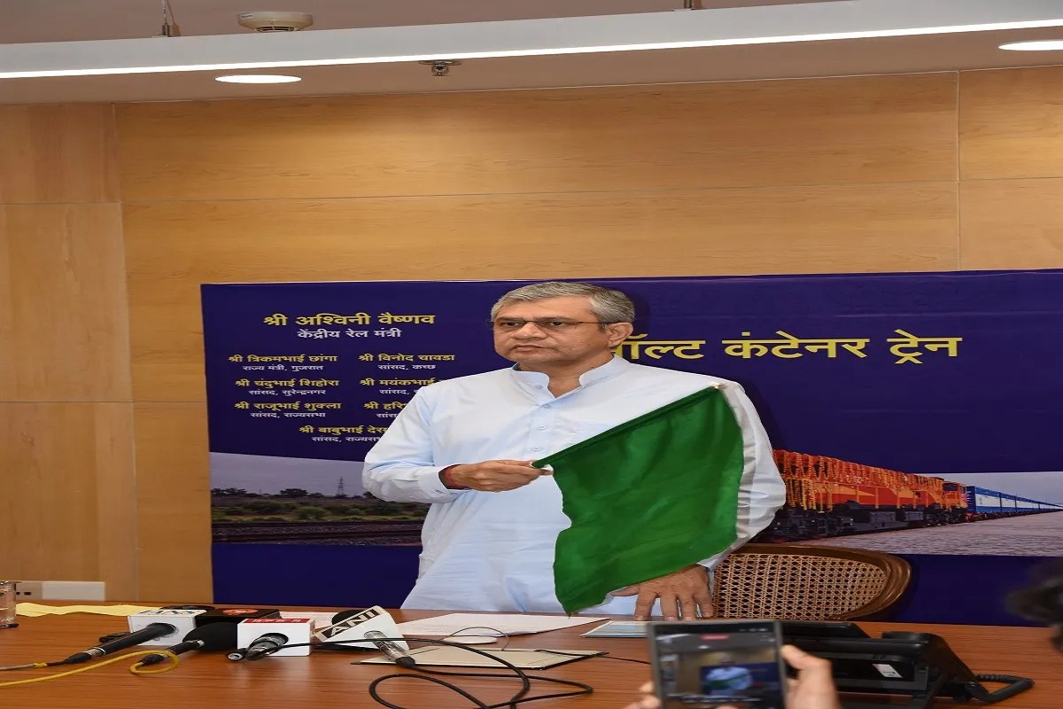 India's first salt container train flagged off from Shivlakha to Mithapur