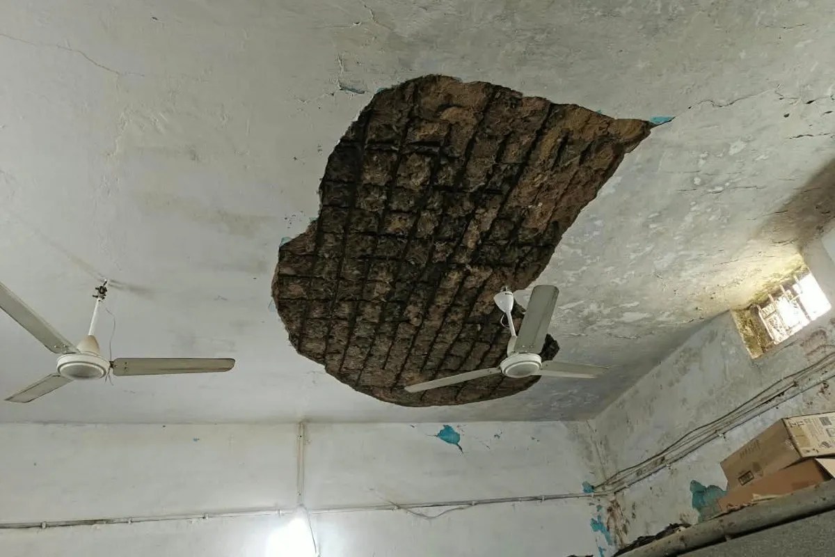 Agriculture office roof plaster fell