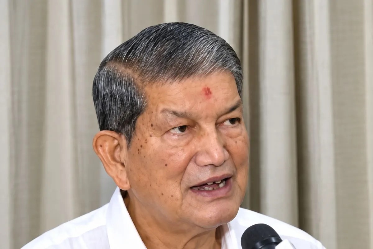 Harish Rawat speaking to the media