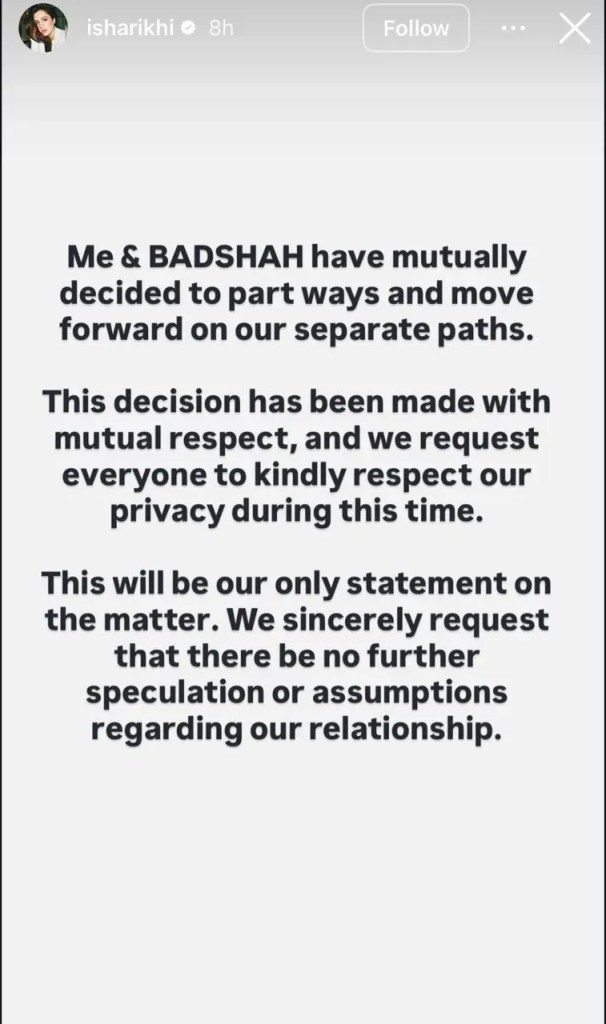 Isha Rikhi On Badshah Divorce