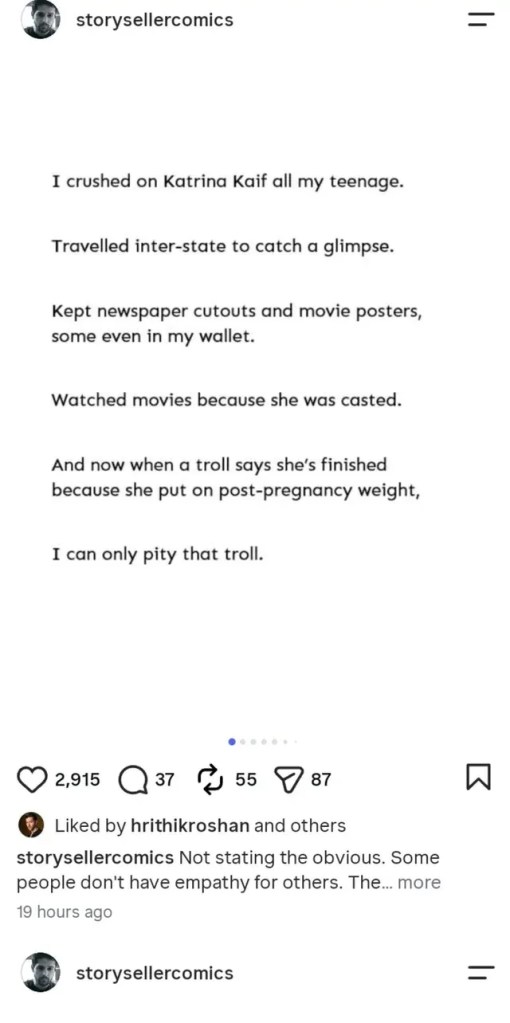 Hrithik Roshan On Katrina Kaif Trolling