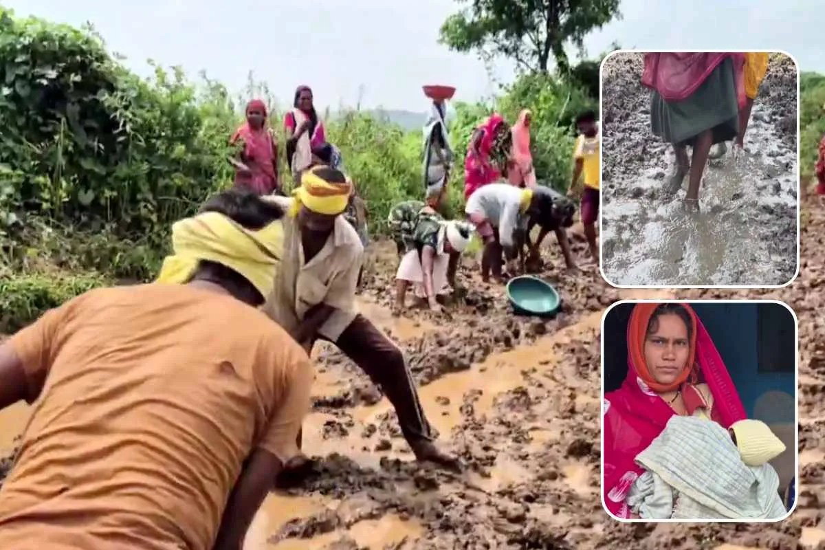 Woman Delivery On Muddy Path