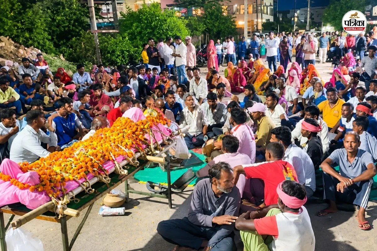 rajasthan funeral crematorium Dispute bhajan kirtan police force deployed