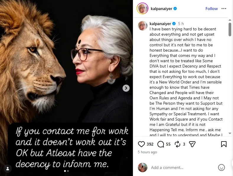 Kalpana Iyer Comment on Bollywood