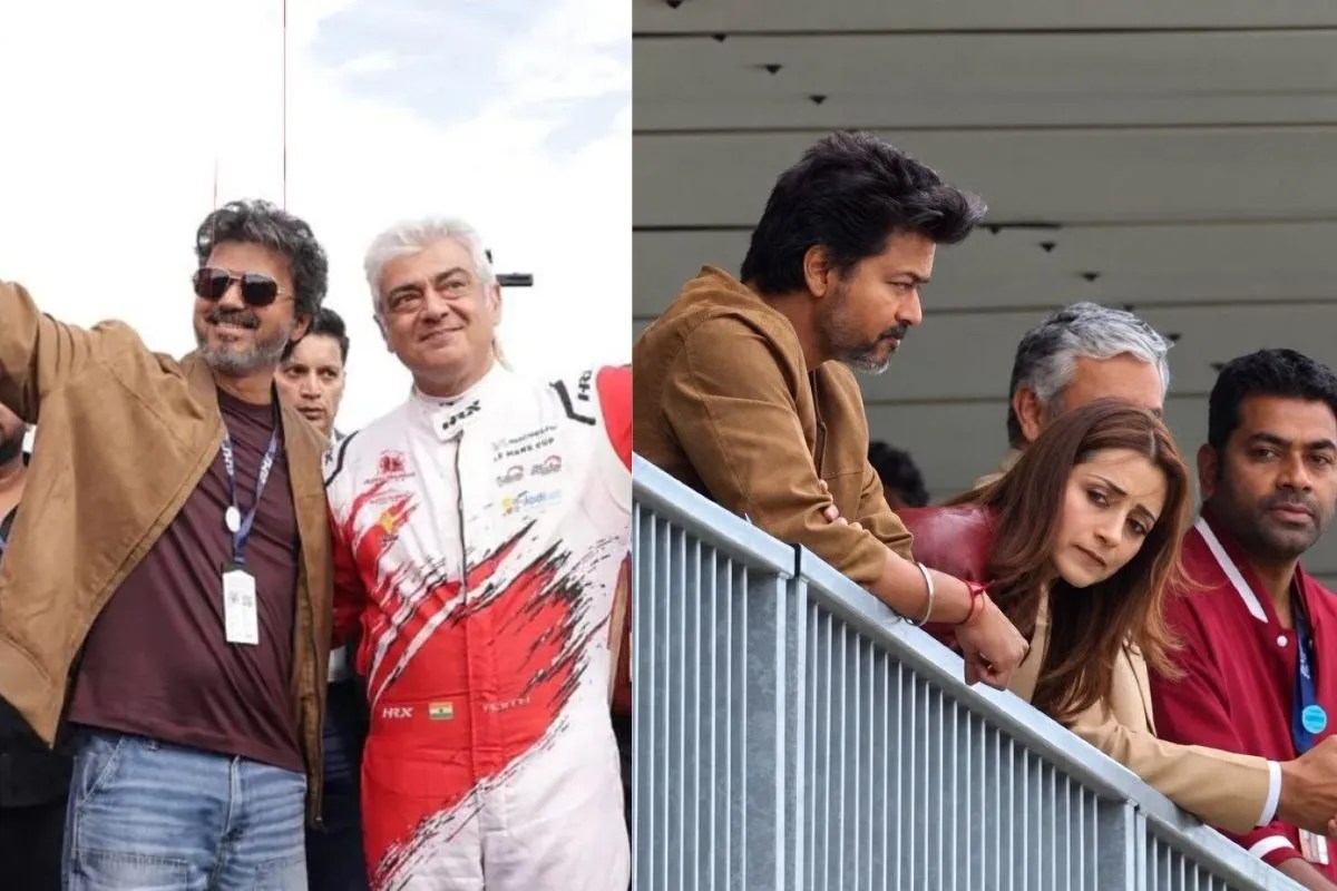 Thalapathy Vijay Watches Ajith Kumar Le Mans Race With Trisha Krishnan