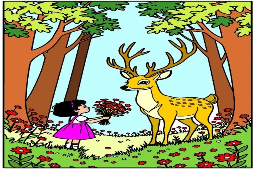 जंगल में सुनहरा हिरण और रंगीन कल्पनाएं
