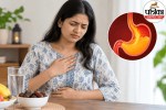 A person holding their chest due to acidity and heartburn during fasting, with herbal tea and natural remedies on the table.