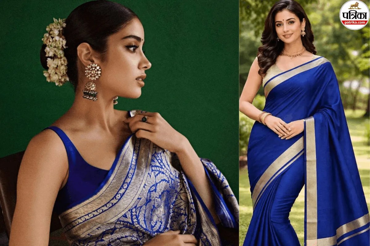 Blue Saree Styling, Royal Blue Saree
