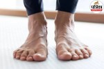 Close-up of a human foot with a bent toe joint showing signs of hammertoe deformity
