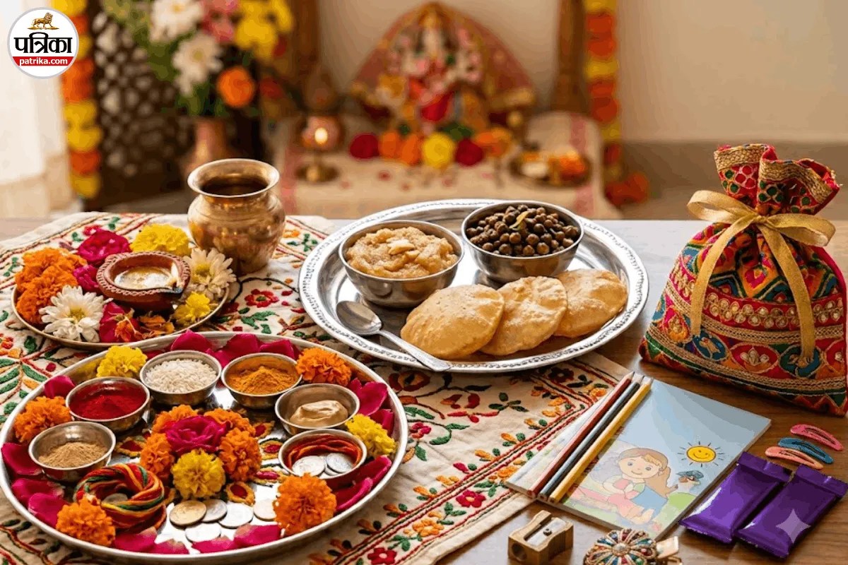 Kanya Pujan Thali Decoration, Kanjak Thali Decoration Ideas