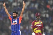Naman Dhir during IND vs WI 1st T20I
