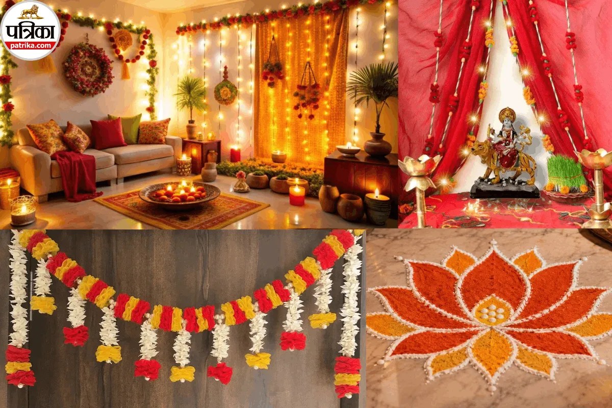 Red Theme Navratri Decoration, Navratri Decoration Ideas