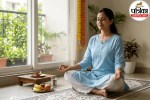 A person meditating peacefully during Navratri fasting to reduce anxiety and stress.