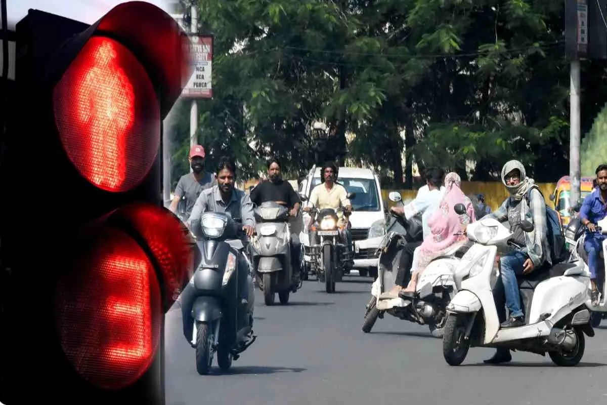 लाल बत्ती (Photo Source- magnific), ट्रैफिक (Photo Source - Patrika)
