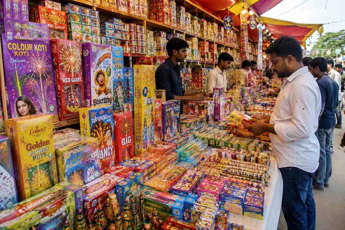 पटाखा बाजार, प्रतिकात्मक फोटो (Photo Source: AI Image)