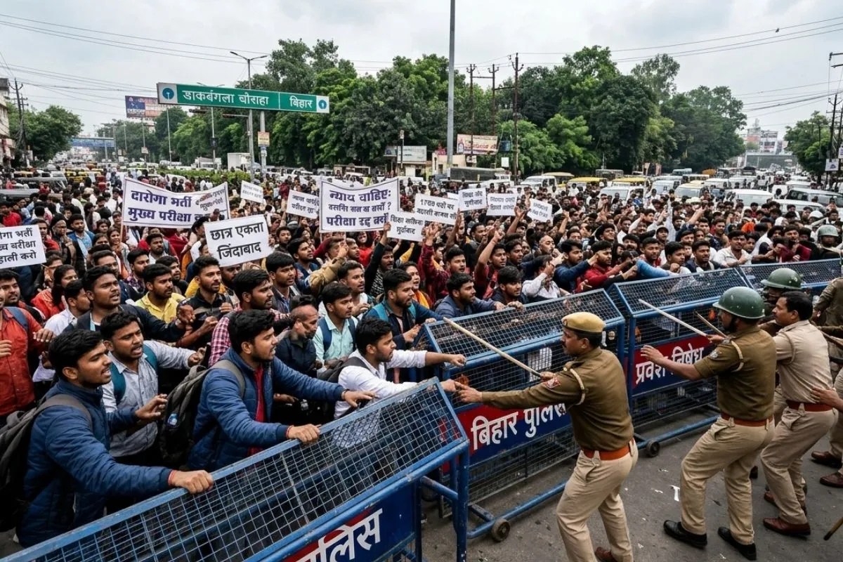 पटना में दारोगा भर्ती मेन्स परीक्षा रद्द होने पर बवाल, अभ्यर्थी भड़के, पुलिस से हुई झड़प