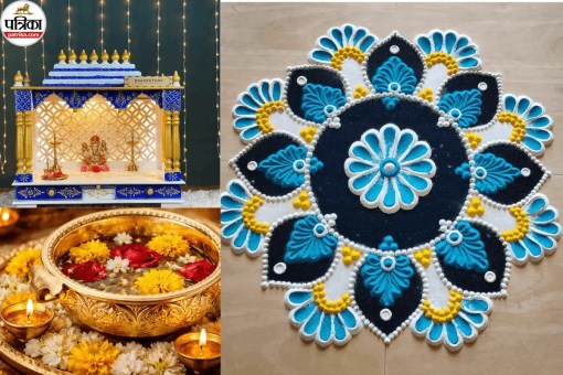 Royal Blue Puja Corner Decoration Ideas