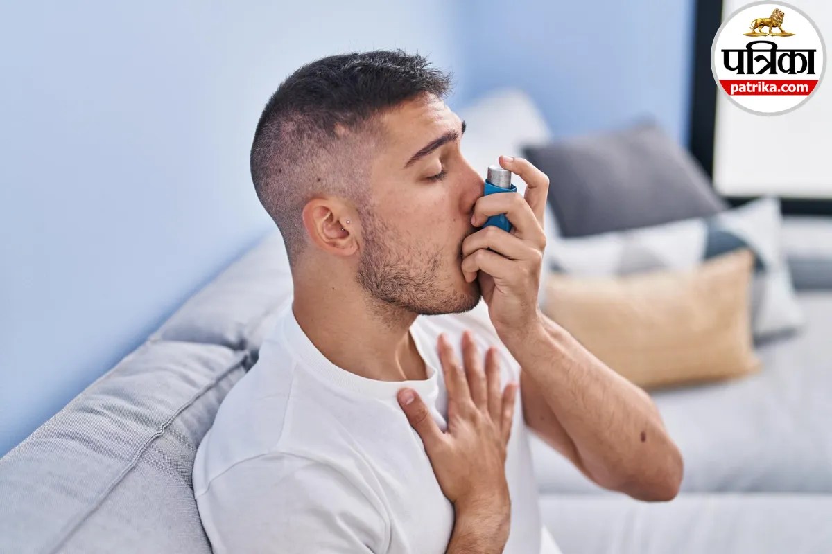 Person experiencing shortness of breath in cold air