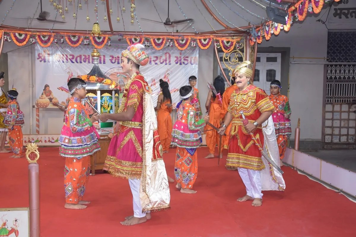 'Raas' (Traditional Dance) Featuring Characters Like Brahma, Vishnu, Mahesh, Shiva, Ram-Lakshman-Hanuman, Ravana, and Kings