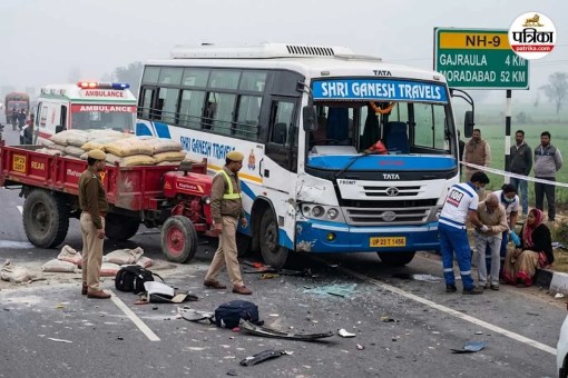 amroha gajraula nh9 bus tractor trolley accident 2 dead 11 injured