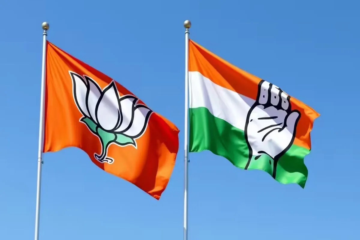 bjp congress flag news