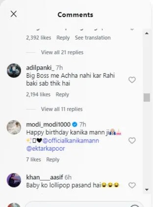 Users comment on Ekta Kapoor post