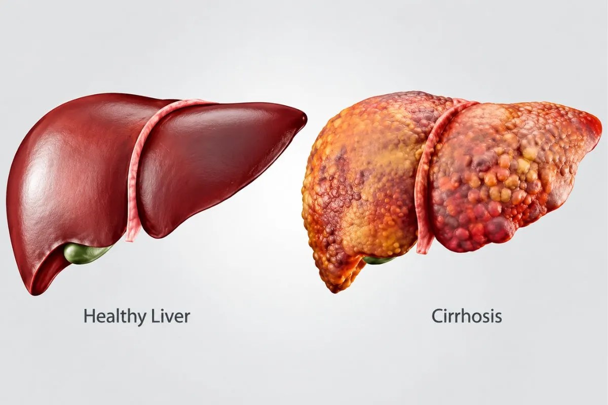 healthy liver and diseased liver