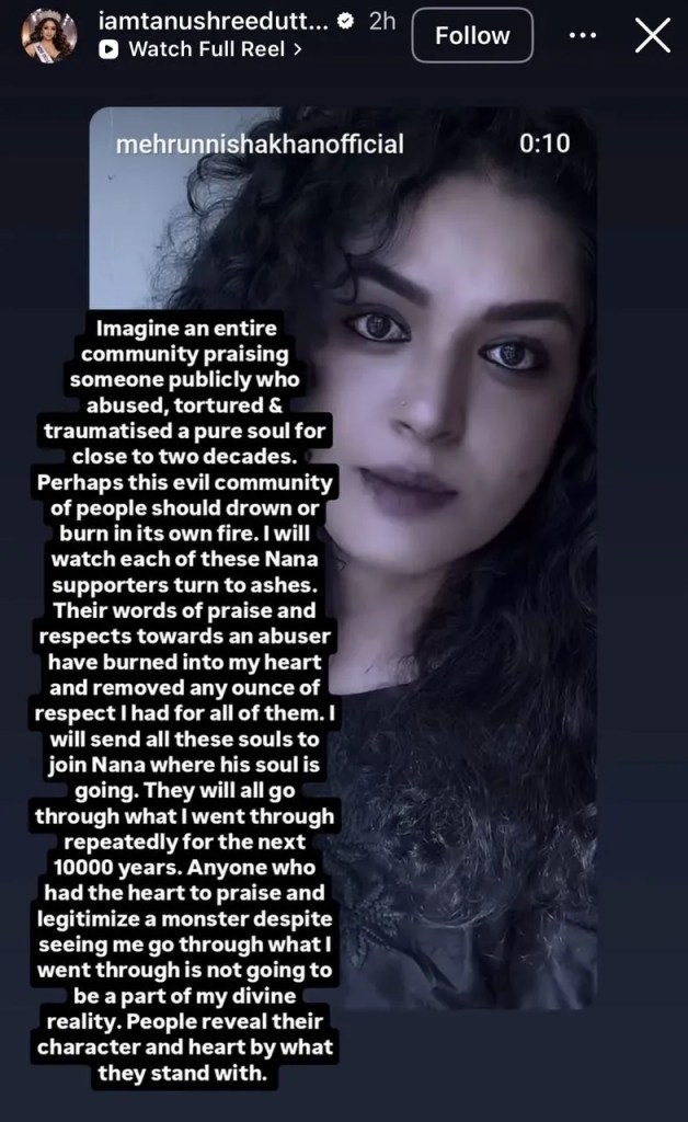 Tanushree Dutta Post On Nana Patekar Death