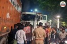 moradabad dumper canter accident kanth road driver rescue