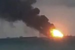 Ship catches fire