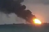 Ship catches fire