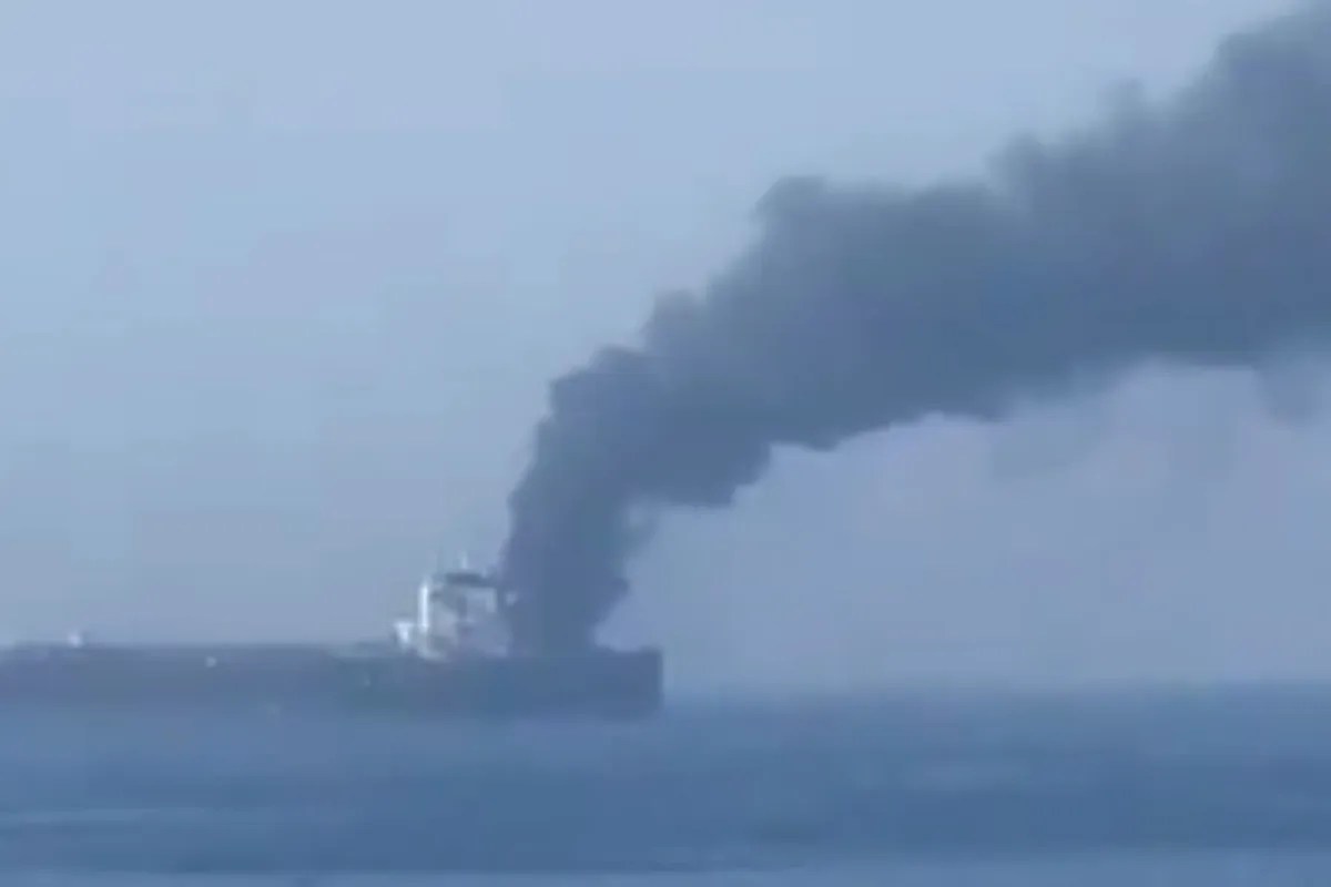 Tanker catches fire