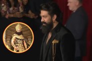 Yash wearing 10 head of Ravana Avatar Gold Brooch at Ramayana Los Angeles global premiere